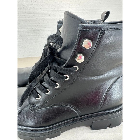 Madden Girl Gwinn Black Combat Boots Lace Up With Side Zipper Size 6.5 M - Picture 8 of 13